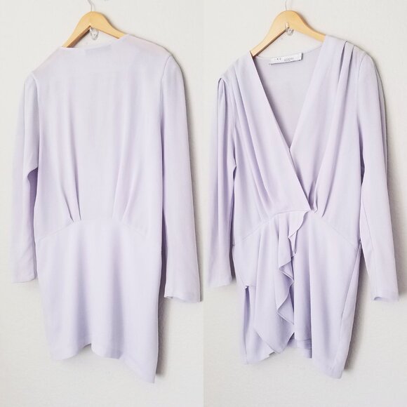 IRO Oak Dress Size 12 Light Purple Lavender Lilac Ruffle Surplice V Neck $400 - Picture 5 of 16